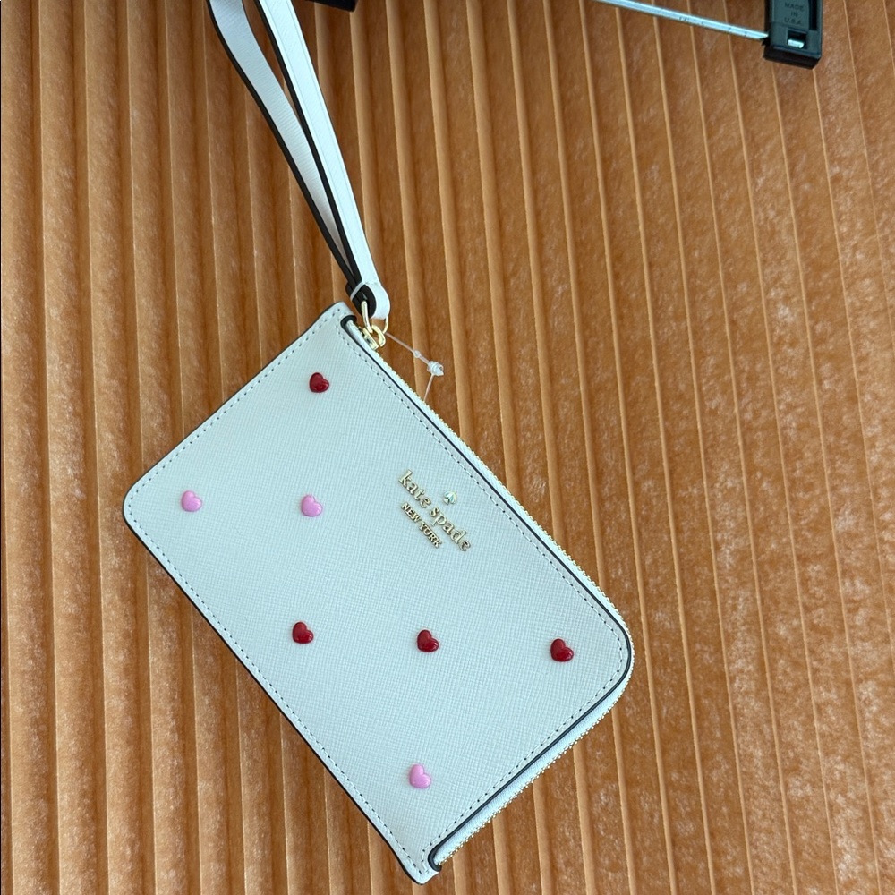Kate Spade Blush Pink Wristlet with Red and Pink Accents